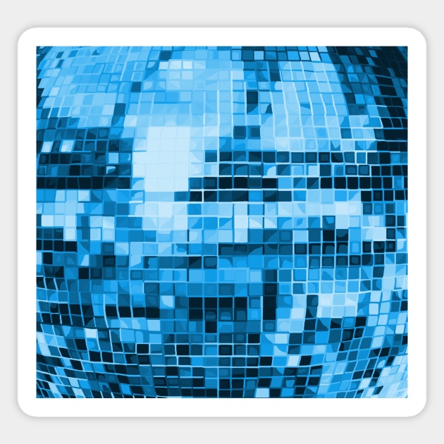 Blue Mirrored Disco Ball Pattern Sticker by Art by Deborah Camp